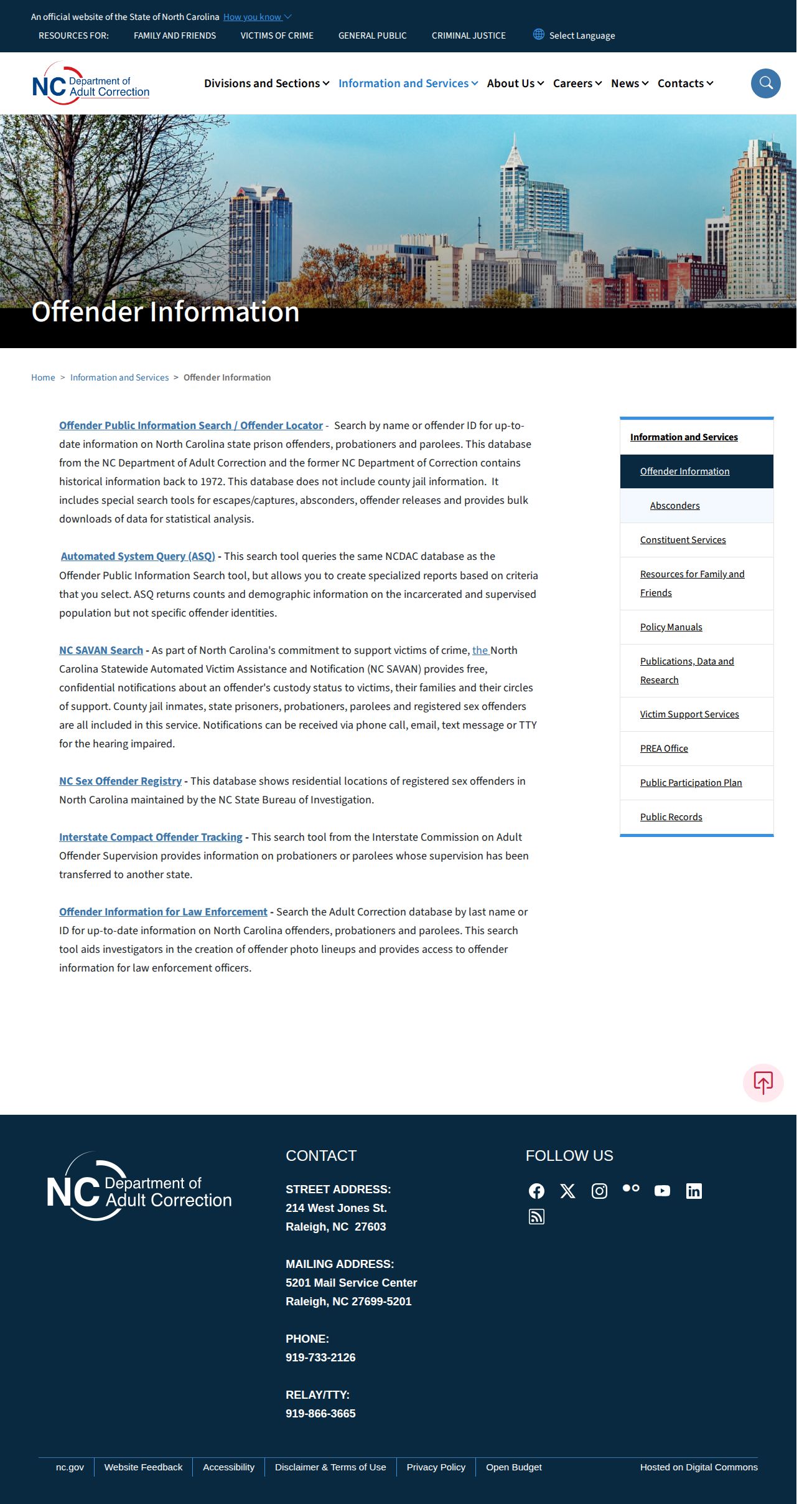North Carolina correctional search options for Watauga County release verification
