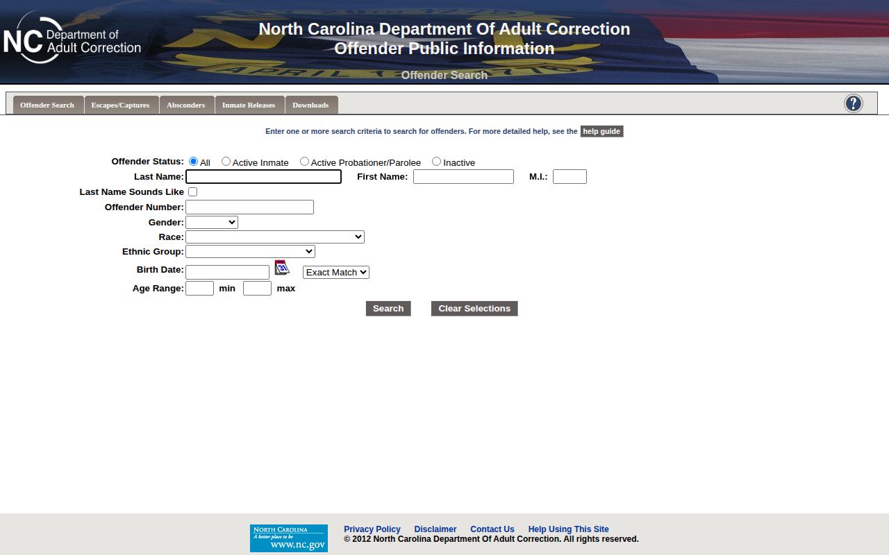 NCDAC OPI status search for Watauga County released inmates